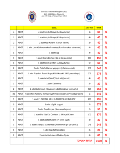 ANASINIFI TÜM KIRTASİYE  İHTİYAÇ LİSTESİ